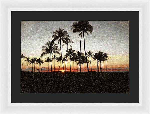 Hawaiian Sunset Rock Painting - Framed Print