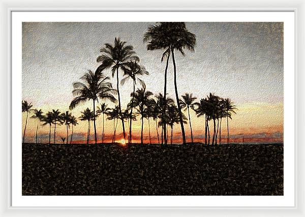 Hawaiian Sunset Rock Painting - Framed Print