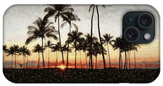 Hawaiian Sunset Rock Painting - Phone Case