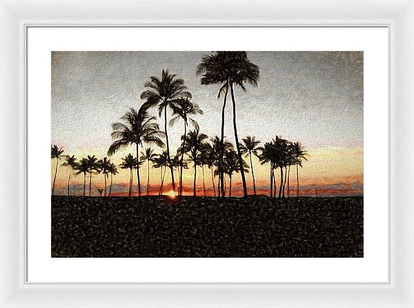 Hawaiian Sunset Rock Painting - Framed Print