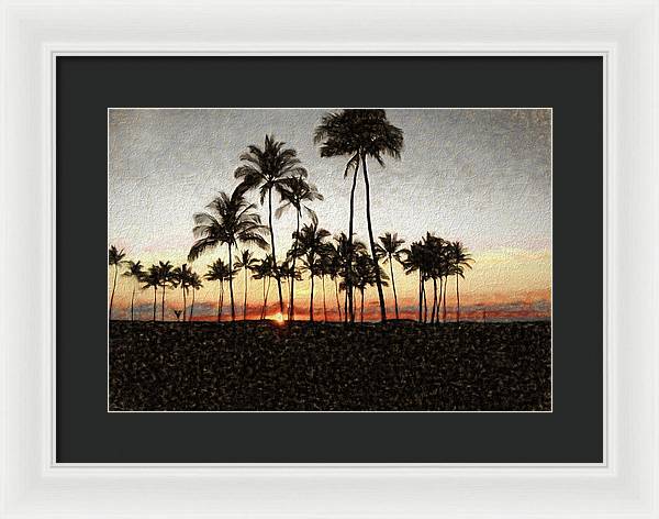 Hawaiian Sunset Rock Painting - Framed Print