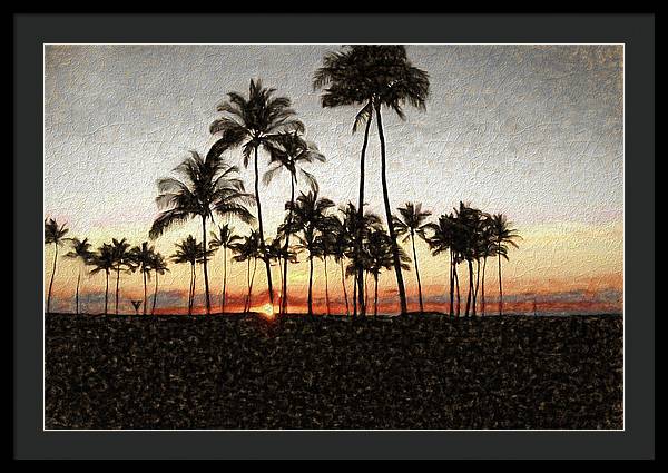 Hawaiian Sunset Rock Painting - Framed Print