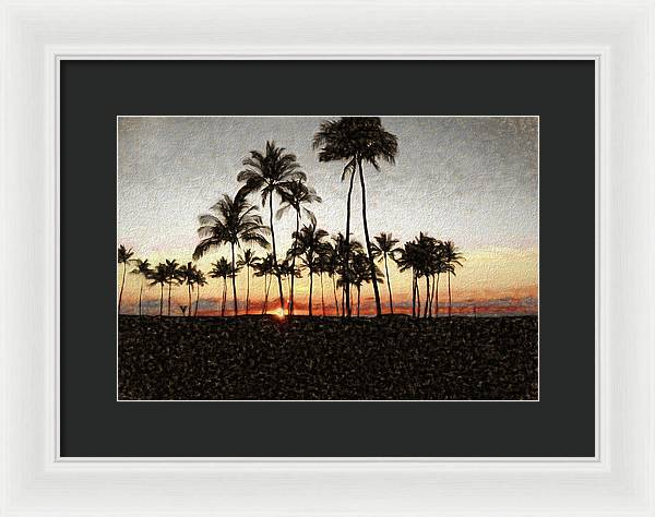 Hawaiian Sunset Rock Painting - Framed Print