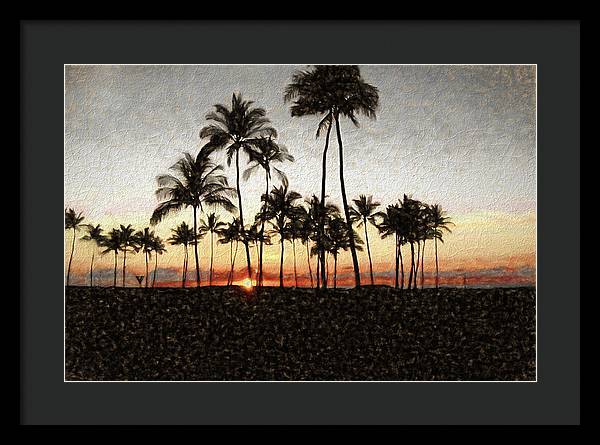 Hawaiian Sunset Rock Painting - Framed Print