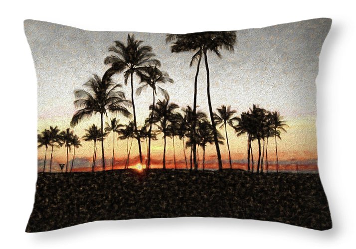 Hawaiian Sunset Rock Painting - Throw Pillow