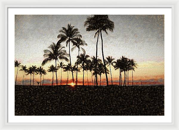 Hawaiian Sunset Rock Painting - Framed Print