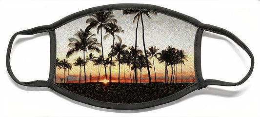 Hawaiian Sunset Rock Painting - Face Mask