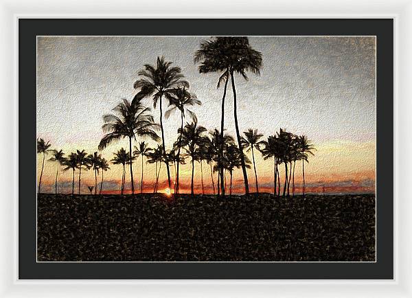 Hawaiian Sunset Rock Painting - Framed Print
