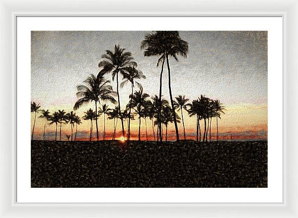 Hawaiian Sunset Rock Painting - Framed Print