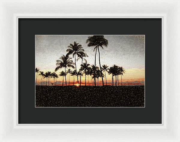 Hawaiian Sunset Rock Painting - Framed Print