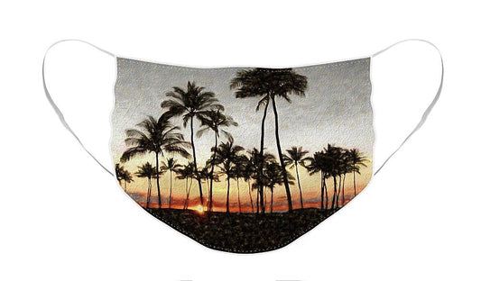 Hawaiian Sunset Rock Painting - Face Mask