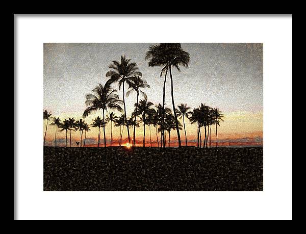 Hawaiian Sunset Rock Painting - Framed Print