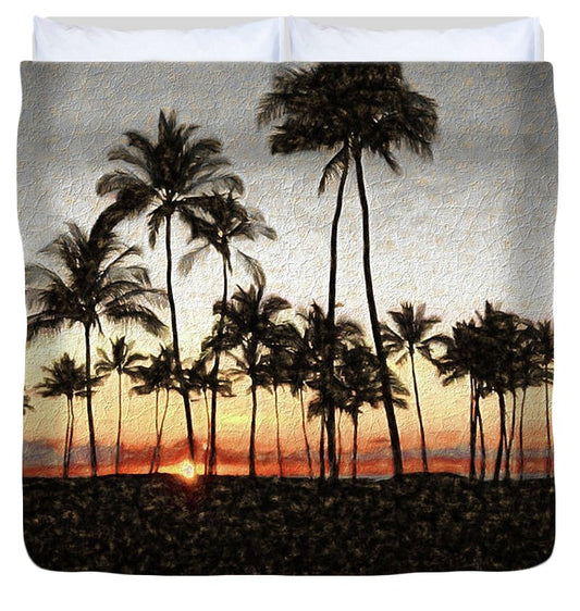 Hawaiian Sunset Rock Painting - Duvet Cover