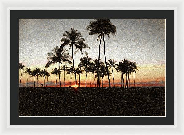 Hawaiian Sunset Rock Painting - Framed Print