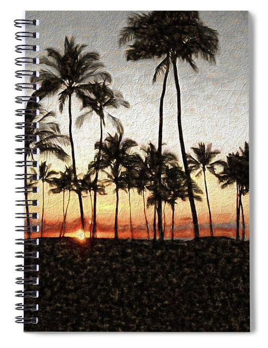 Hawaiian Sunset Rock Painting - Spiral Notebook