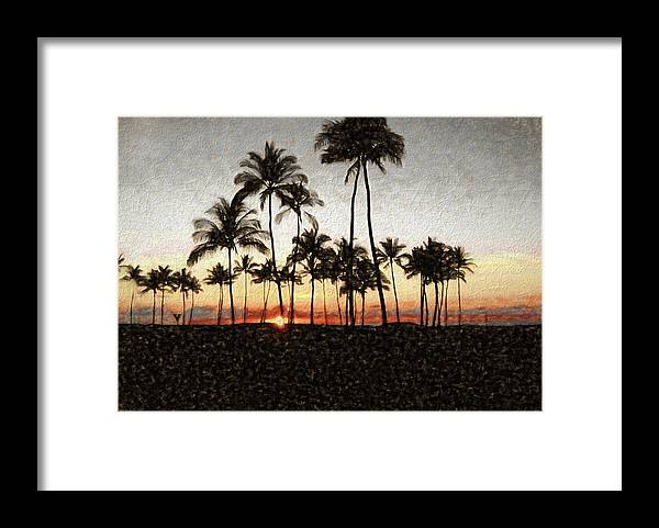 Hawaiian Sunset Rock Painting - Framed Print