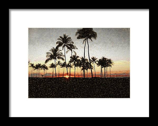 Hawaiian Sunset Rock Painting - Framed Print