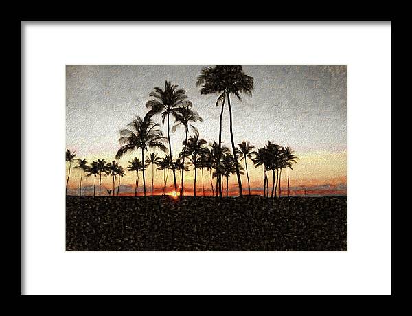 Hawaiian Sunset Rock Painting - Framed Print