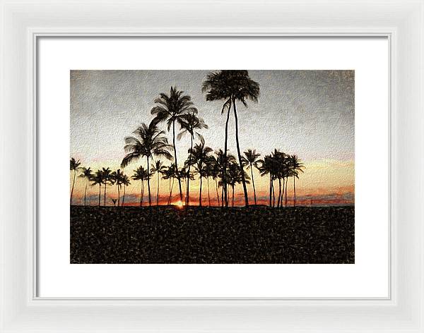 Hawaiian Sunset Rock Painting - Framed Print