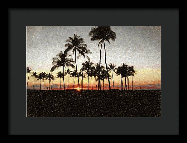 Hawaiian Sunset Rock Painting - Framed Print
