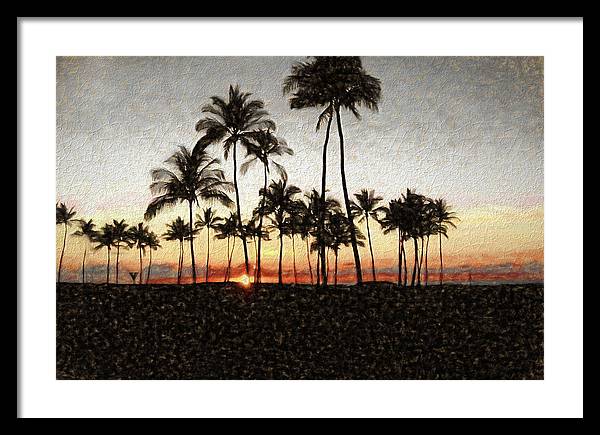 Hawaiian Sunset Rock Painting - Framed Print