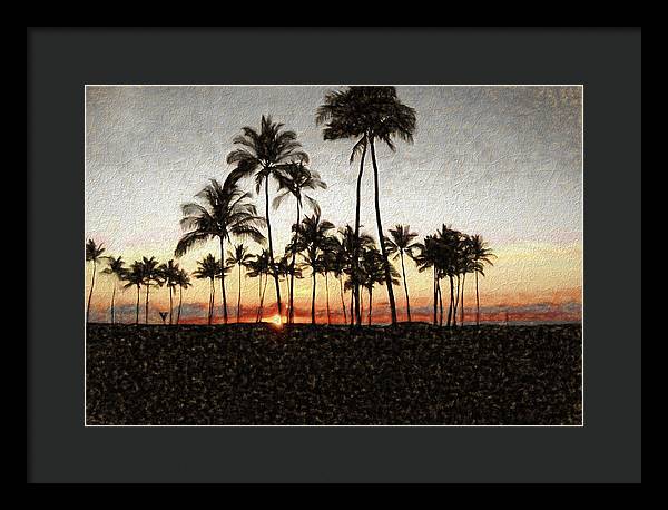 Hawaiian Sunset Rock Painting - Framed Print