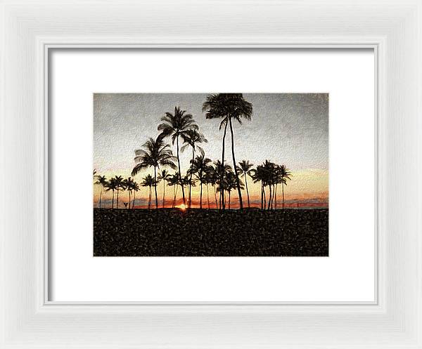 Hawaiian Sunset Rock Painting - Framed Print