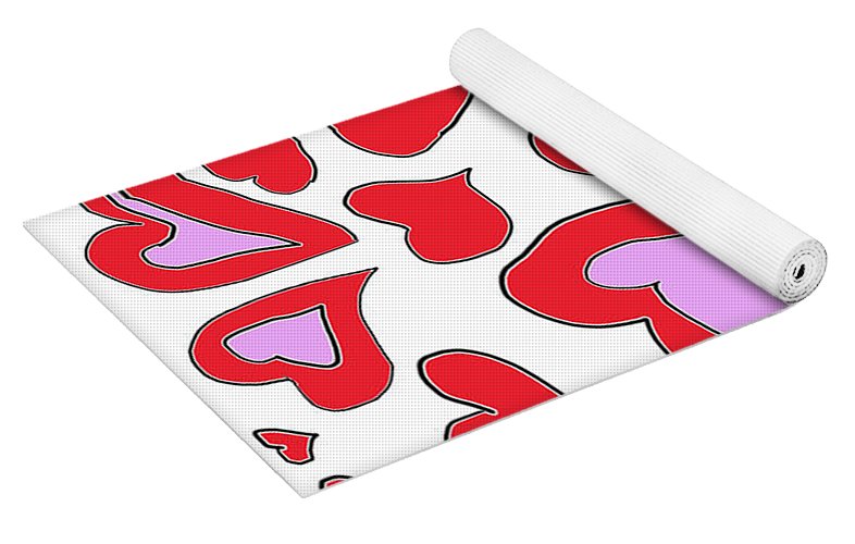 Hearts Drawing - Yoga Mat