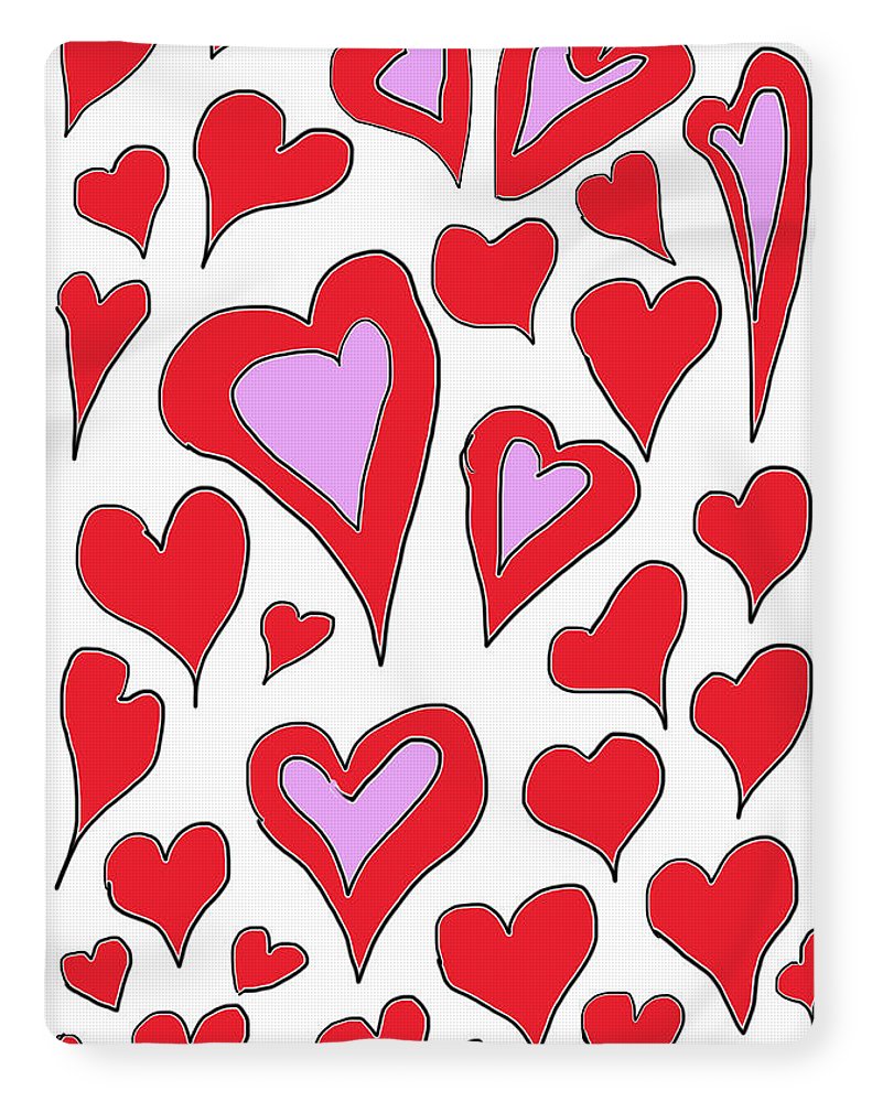 Hearts Drawing - Blanket