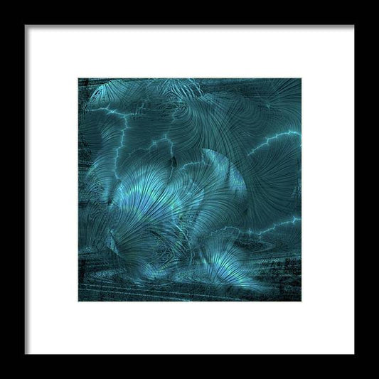 I gOt Memories Blue Metallic Abstract - Framed Print