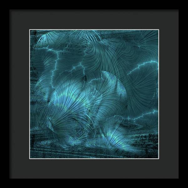 I gOt Memories Blue Metallic Abstract - Framed Print