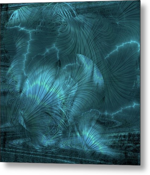 I gOt Memories Blue Metallic Abstract - Metal Print