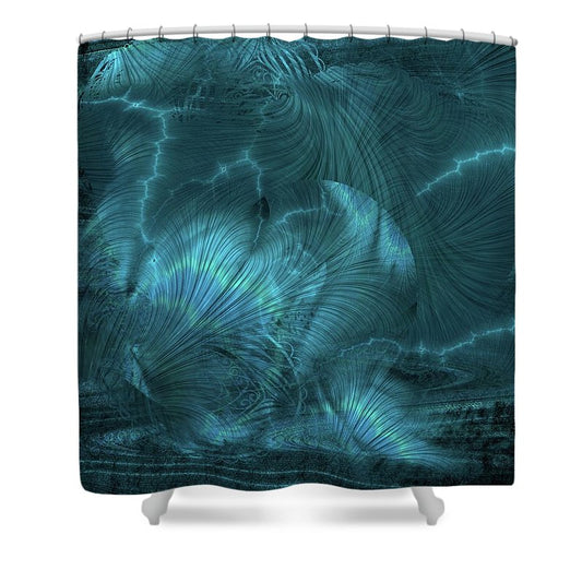I gOt Memories Blue Metallic Abstract - Shower Curtain