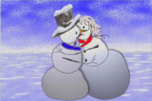 Kissing Snowman Digital Image Download