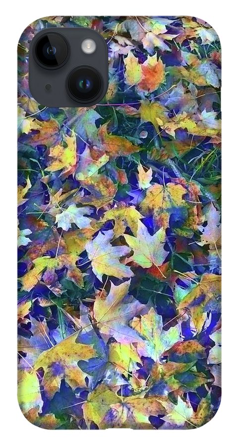 Late Fall Leaves in Blue - Phone Case