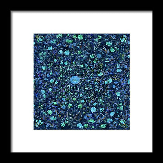 Light Blue Medieval Flowers - Framed Print