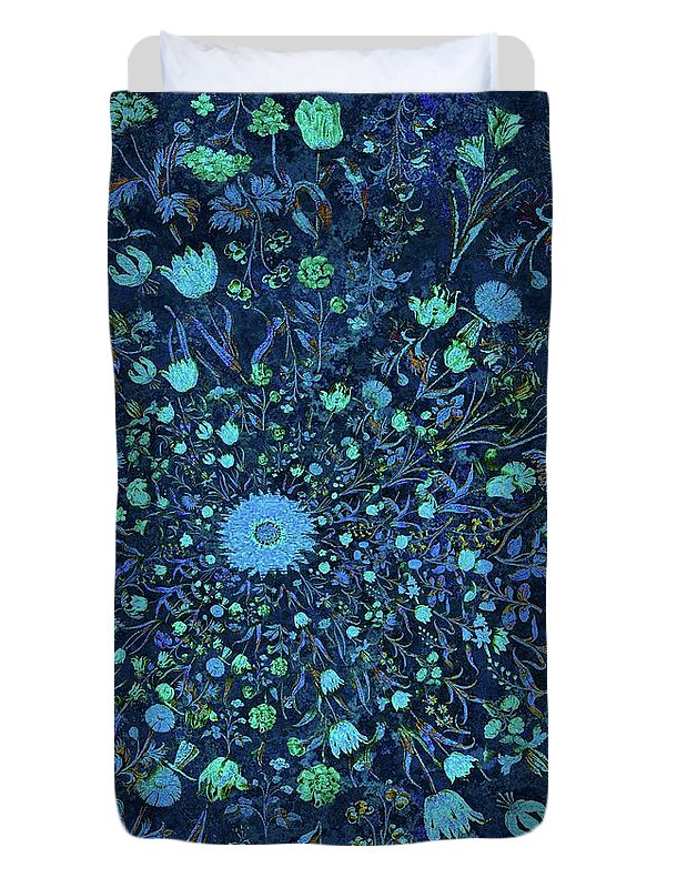 Light Blue Medieval Flowers - Duvet Cover