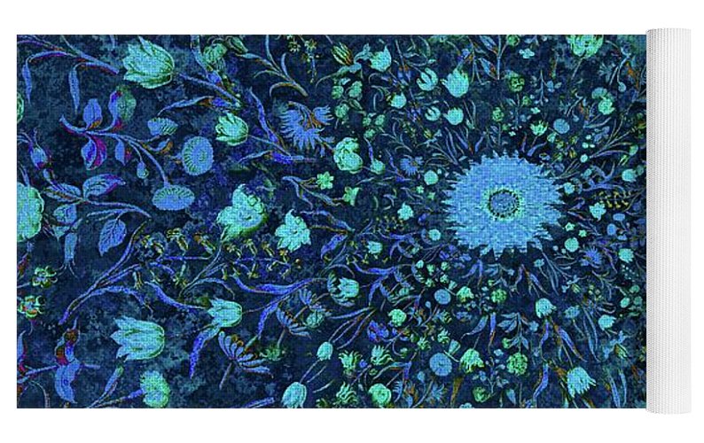 Light Blue Medieval Flowers - Yoga Mat
