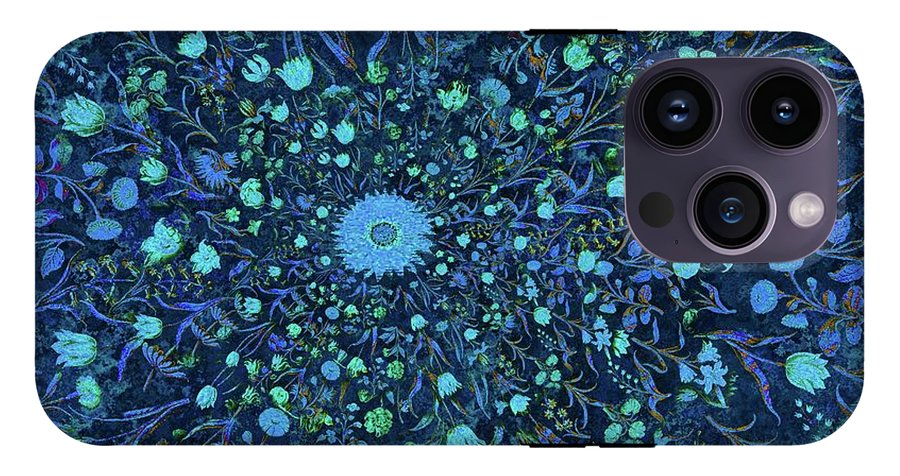 Light Blue Medieval Flowers - Phone Case