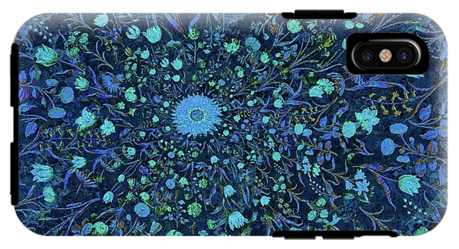 Light Blue Medieval Flowers - Phone Case