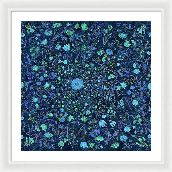 Light Blue Medieval Flowers - Framed Print