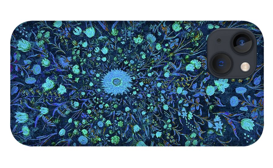 Light Blue Medieval Flowers - Phone Case