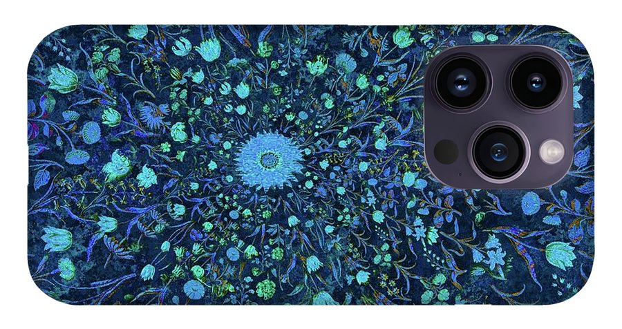 Light Blue Medieval Flowers - Phone Case