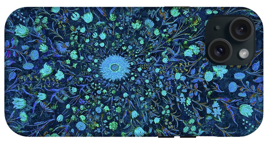 Light Blue Medieval Flowers - Phone Case