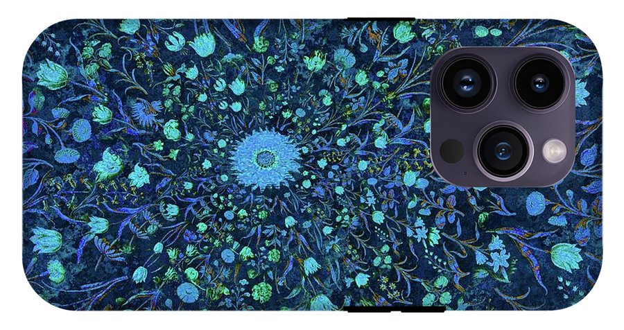 Light Blue Medieval Flowers - Phone Case