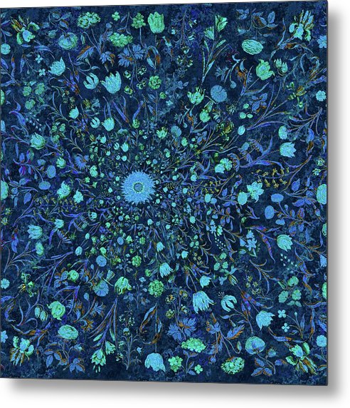 Light Blue Medieval Flowers - Metal Print