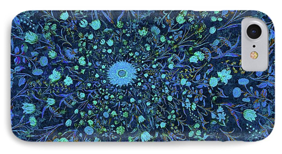 Light Blue Medieval Flowers - Phone Case