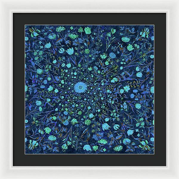 Light Blue Medieval Flowers - Framed Print