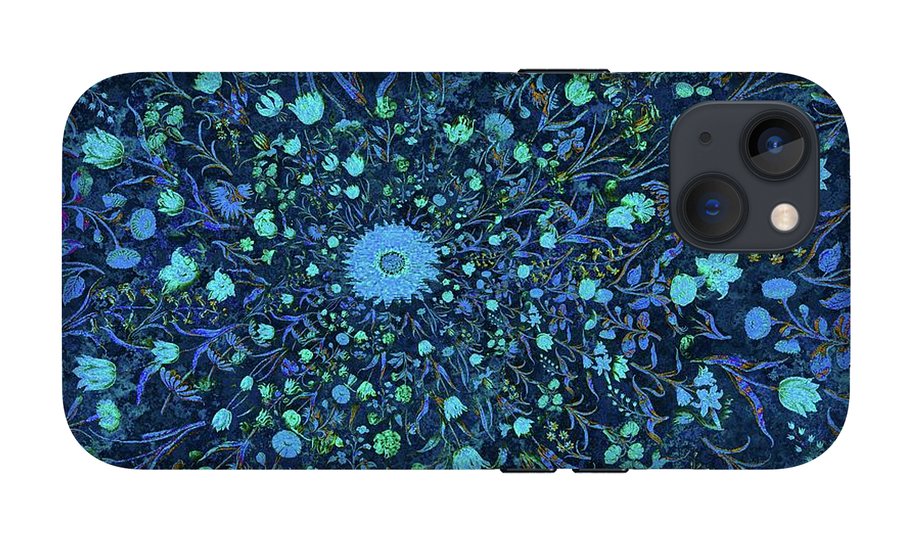 Light Blue Medieval Flowers - Phone Case