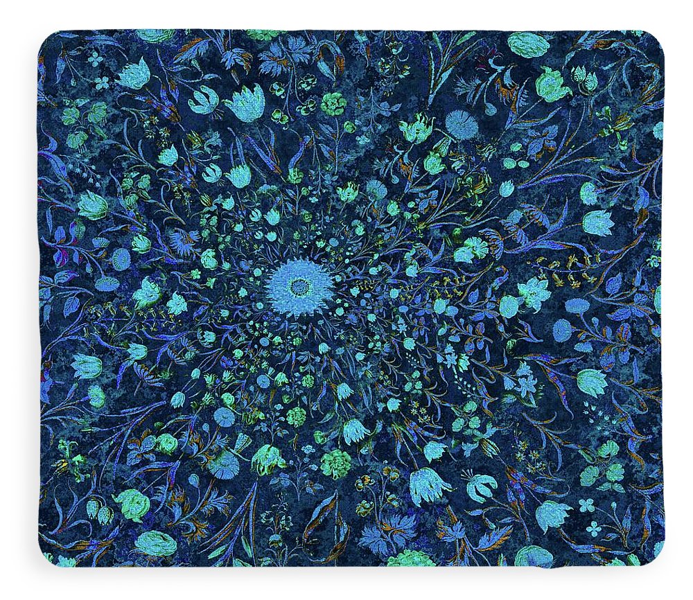 Light Blue Medieval Flowers - Blanket